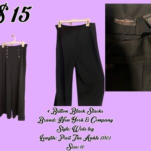 New York & Company Black Wide Leg Trousers